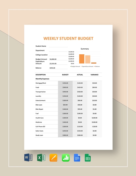 11 Student Budget Templates Free Sample Example Format Download