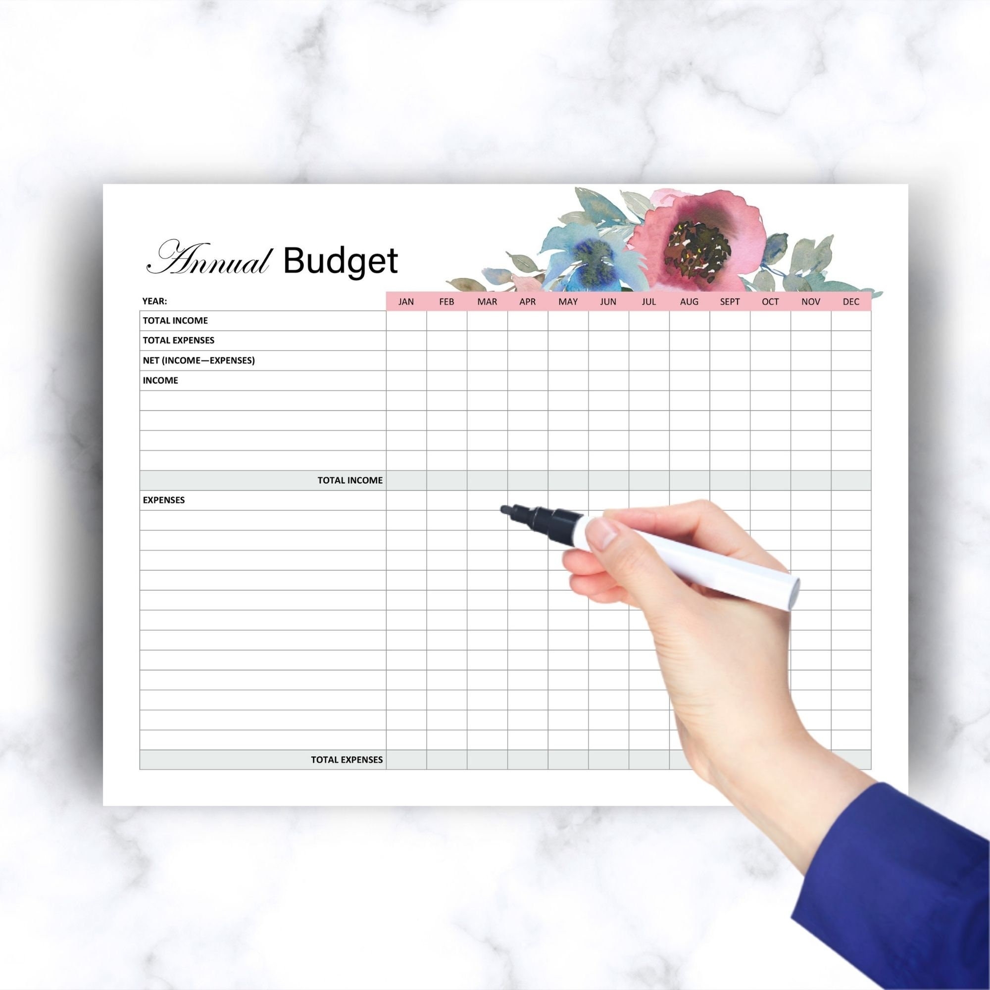 12 Month Budget Planner Budget Printable Budget Template Etsy