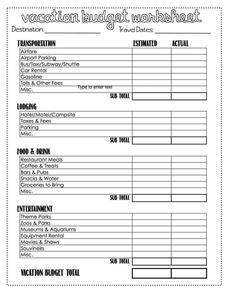 14 Free Travel Budget Templates Excel Worksheets 