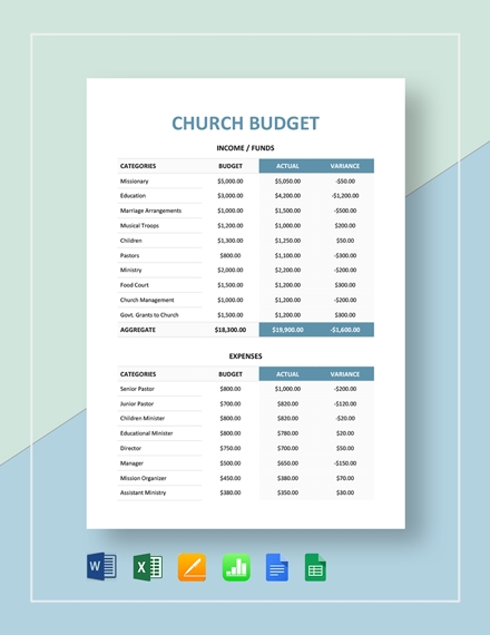 20 Church Budget Templates In MS Word PDF Excel Apple Pages 