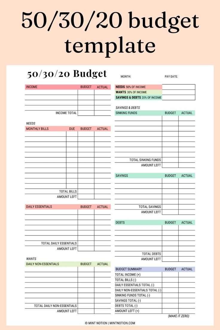 50 30 20 Budget Rule How To Make A Realistic Budget Budget Planner 