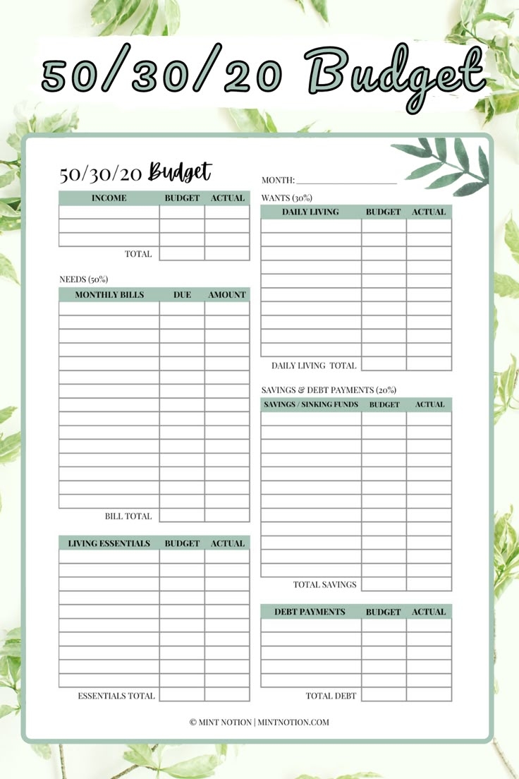 50 30 20 Budget Rule How To Make A Realistic Budget Budgeting 