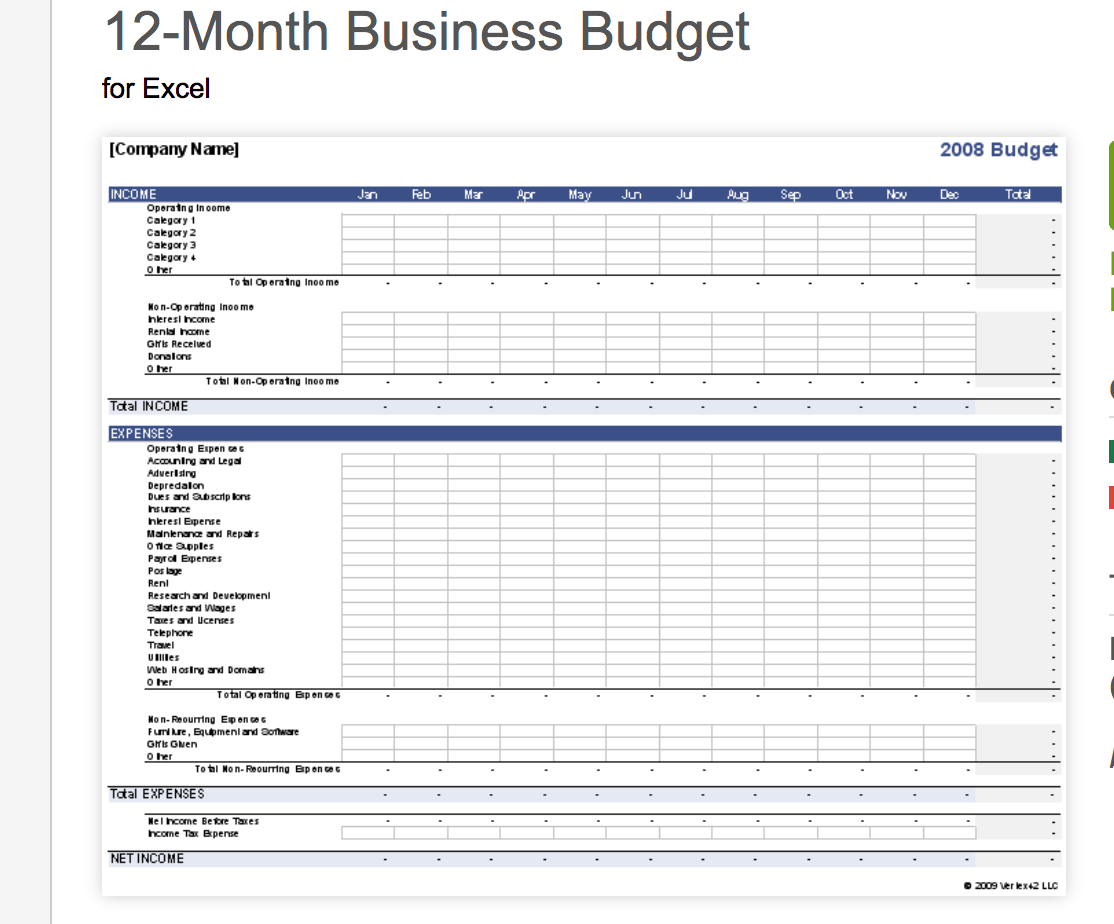 Small Business Budget Planner Template