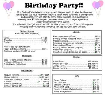 Adult Birthday Party Planner Budget Template Litydelivery