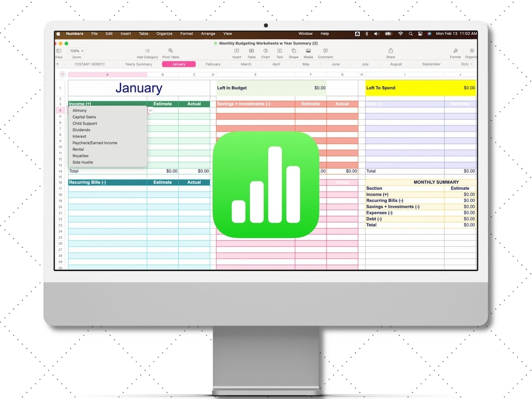 Apple Numbers Budget Template Simple Budget Spreadsheet Personal 