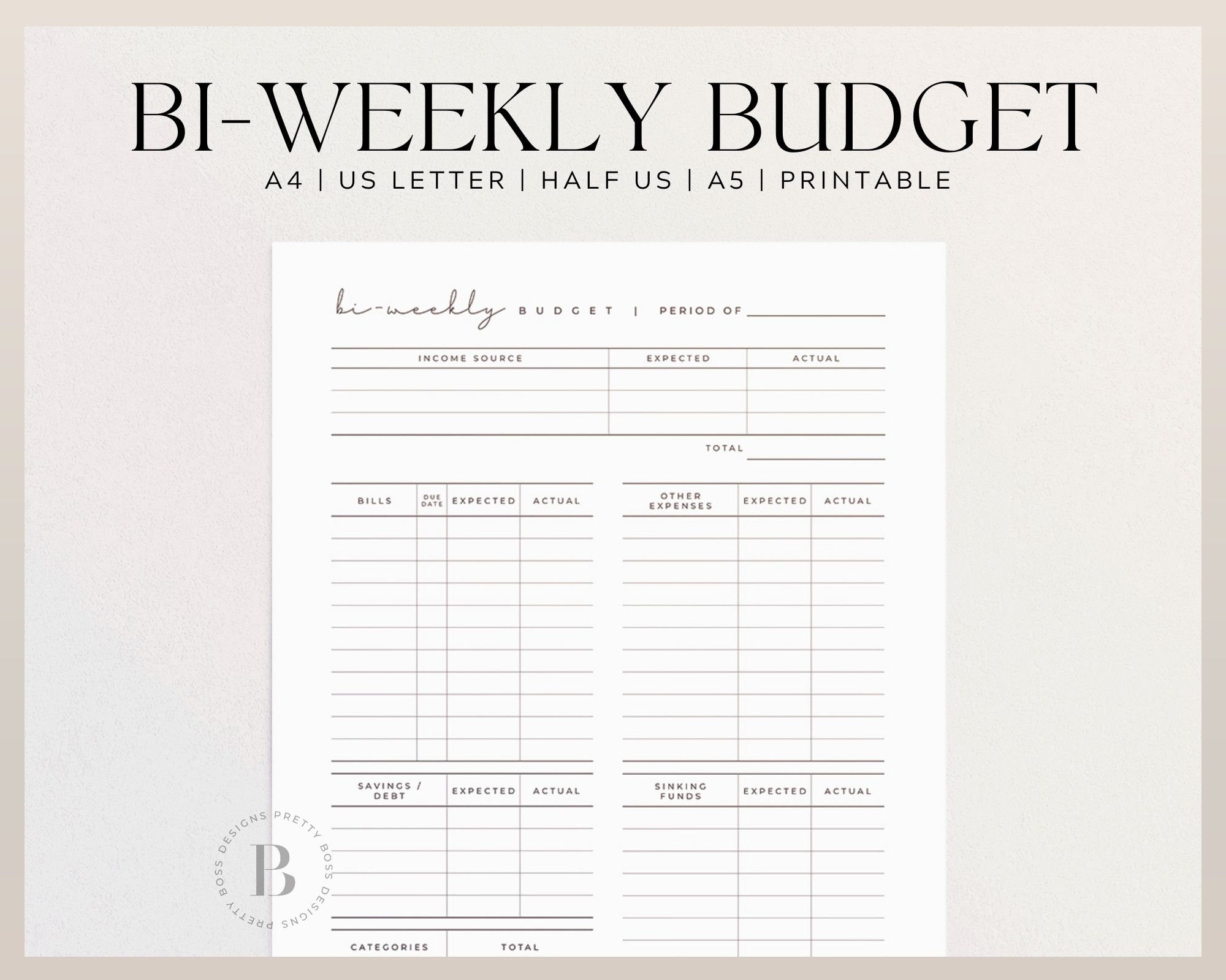 Bi Weekly Budget Planner Budget Template Printable For Budget Binder 