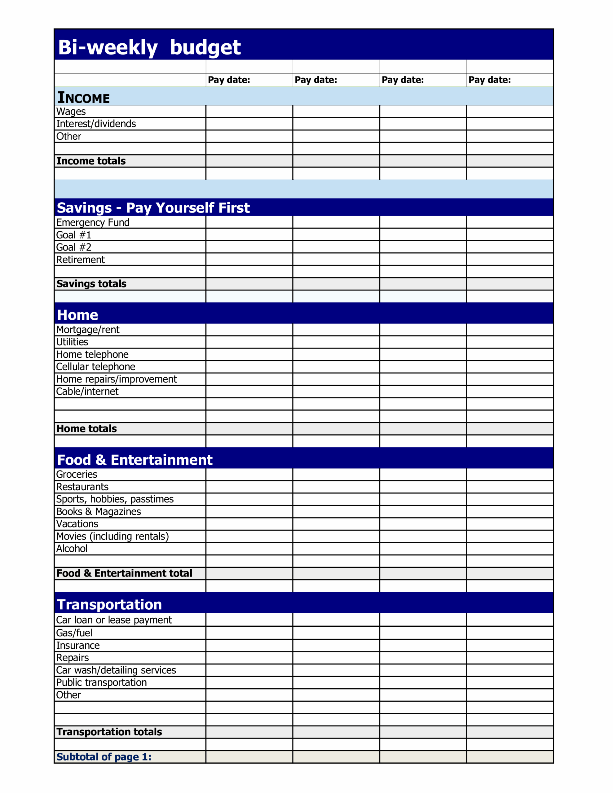Personal Budget Planner Excel Template Free