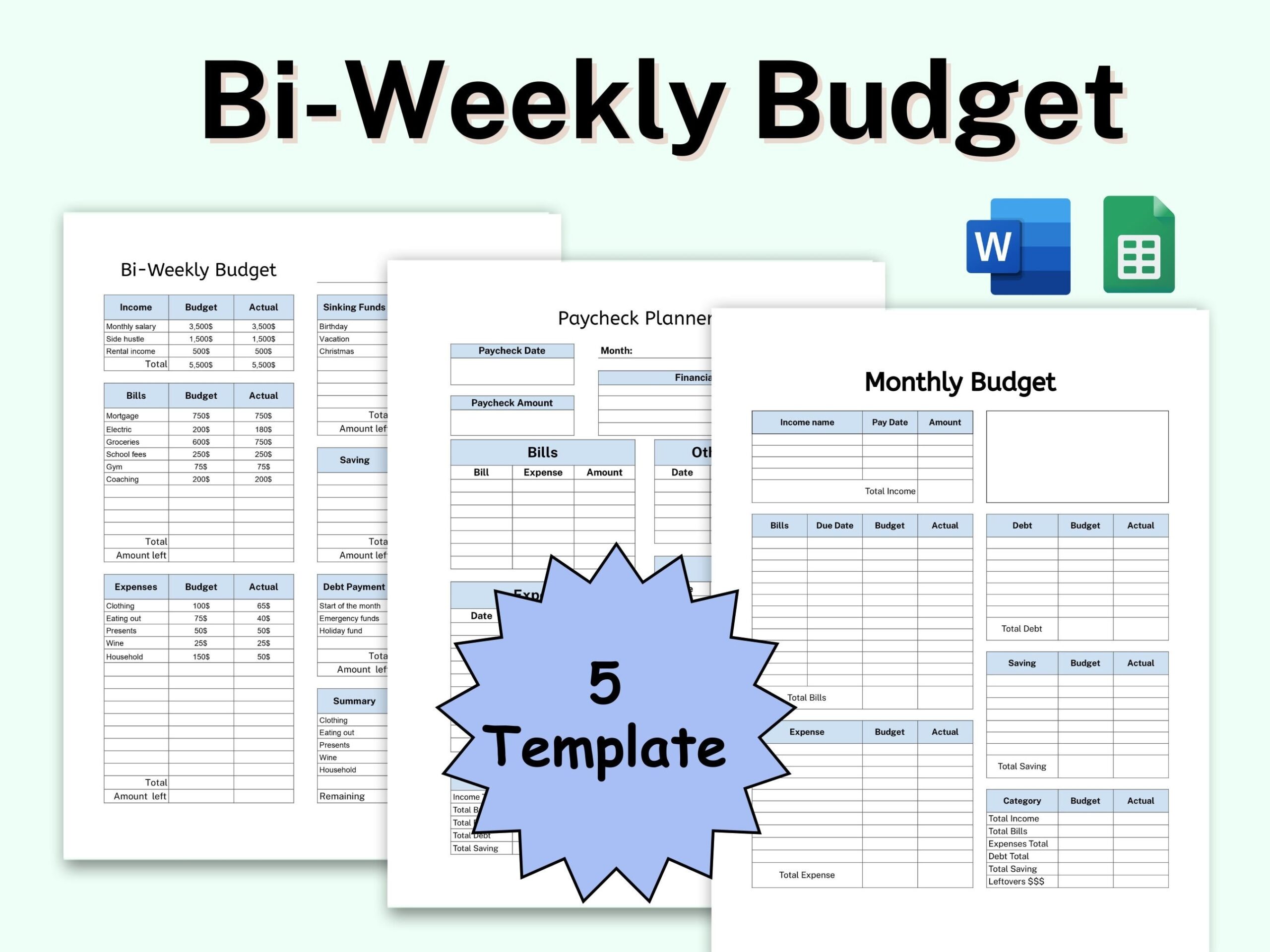 Free Printable Fortnightly Budget Planner Template