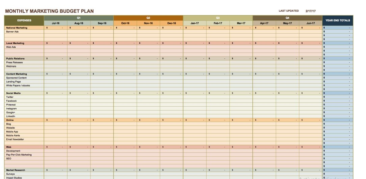 Microsoft Excel Budget Planner Template