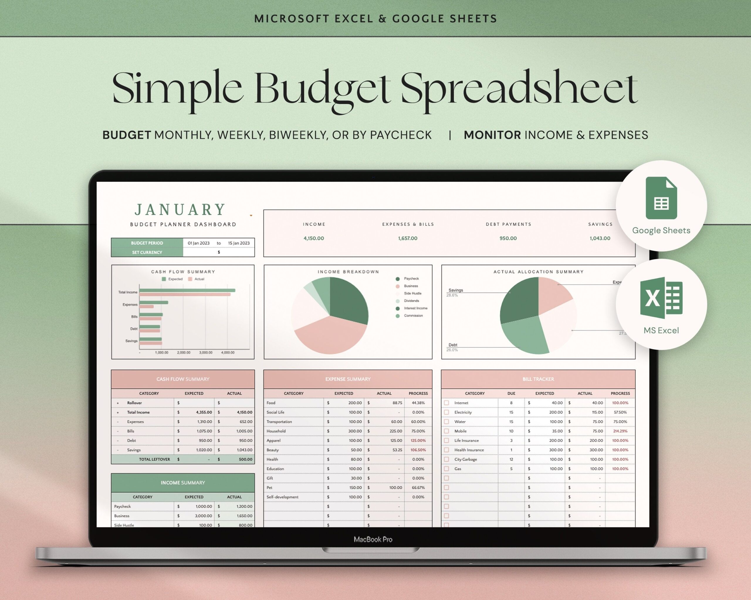 Weekly Budget Planner Template Google Sheets