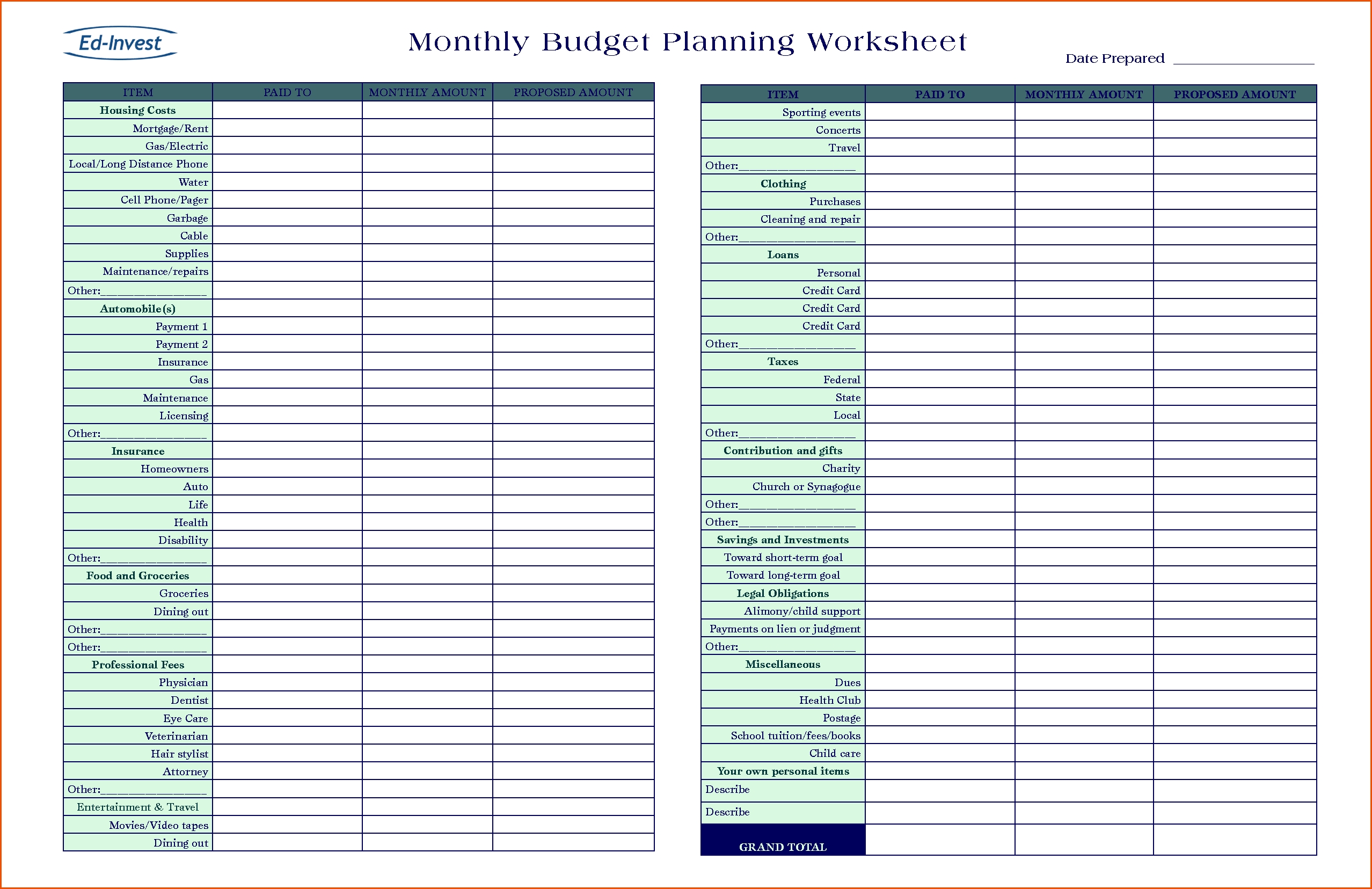 Excel Spreadsheet Budget Planner Template Uk