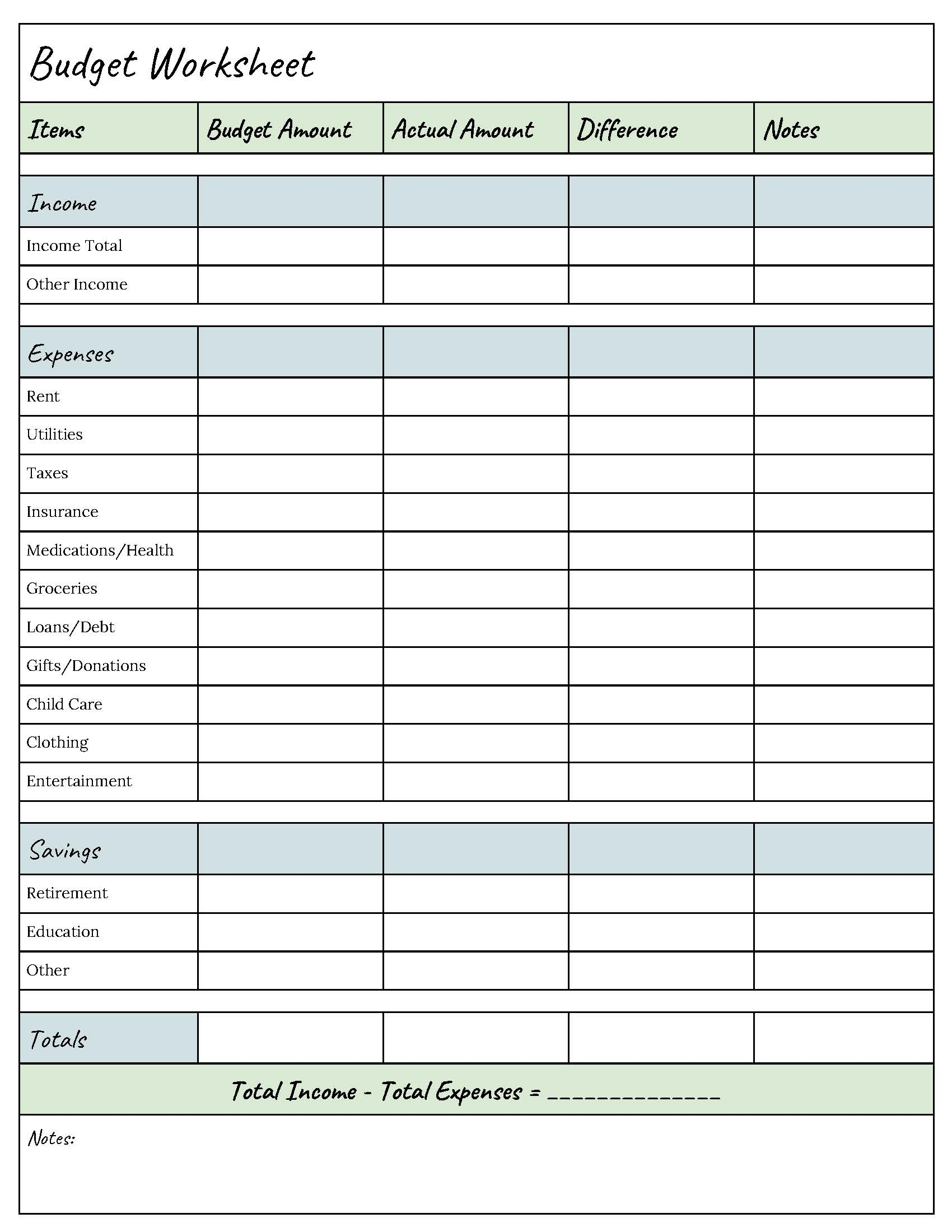 Budget Spreadsheet Free Printable Printable Templates