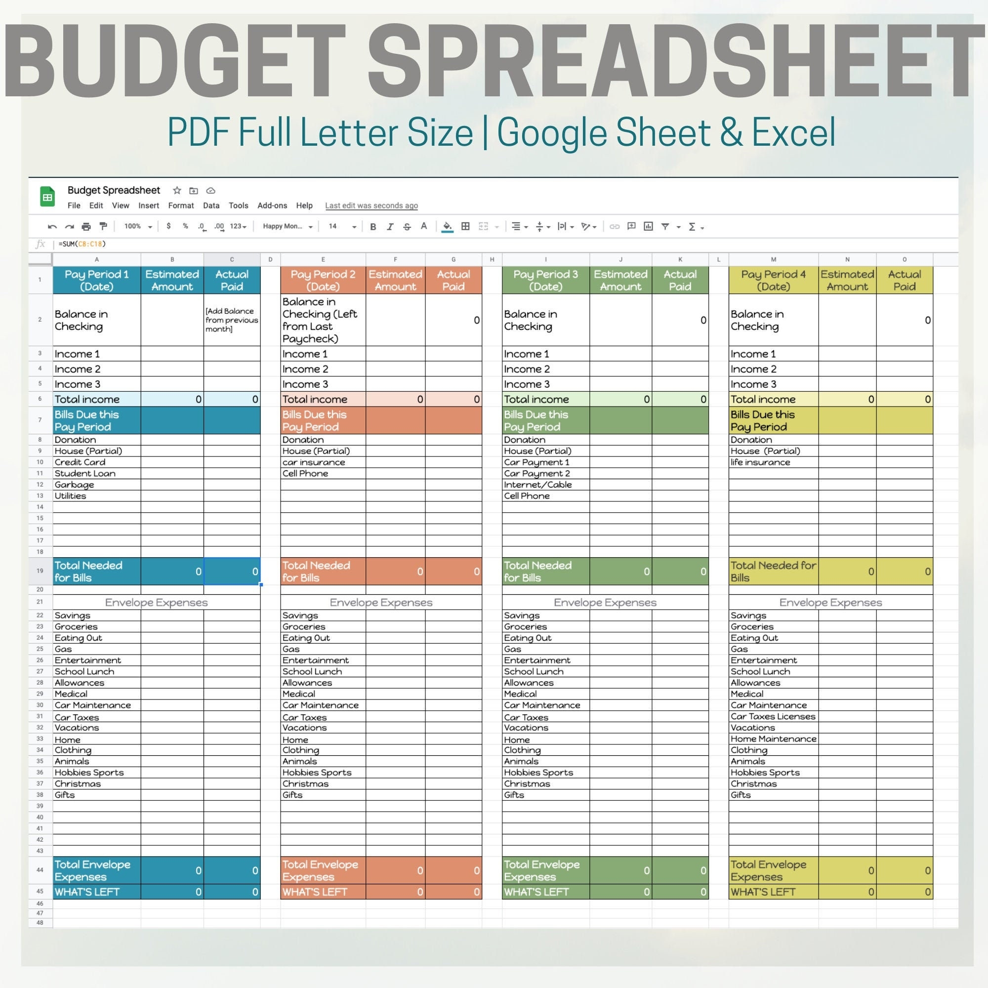 Free Budget Planner Template Google Sheets