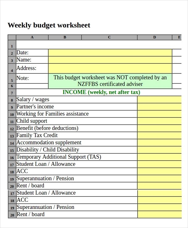 Budget Planner Template Free Nz