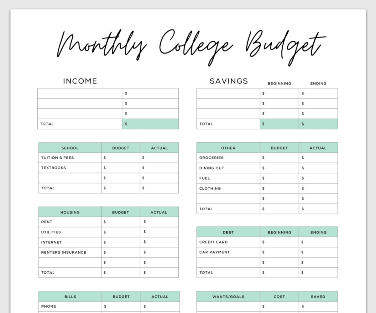 College Student Monthly Budget Template Free 12 College Student Budget 