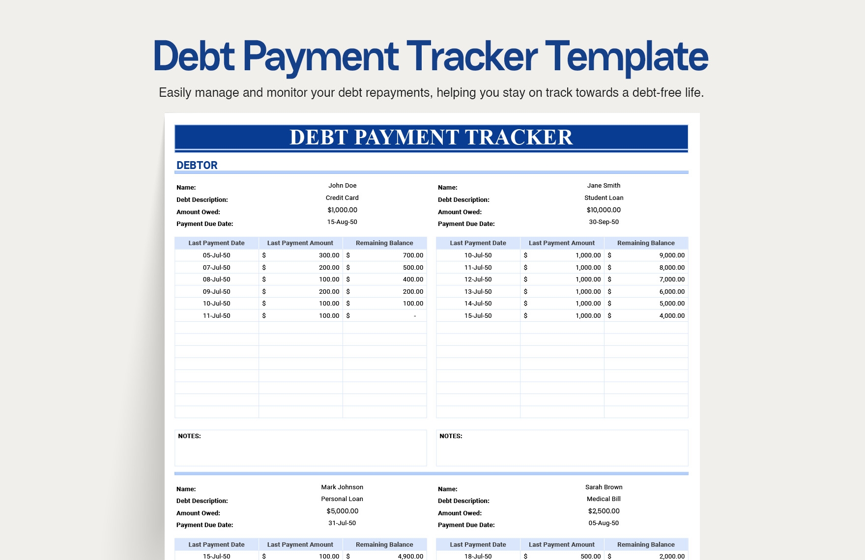 Debt Budget Planner Excel Template