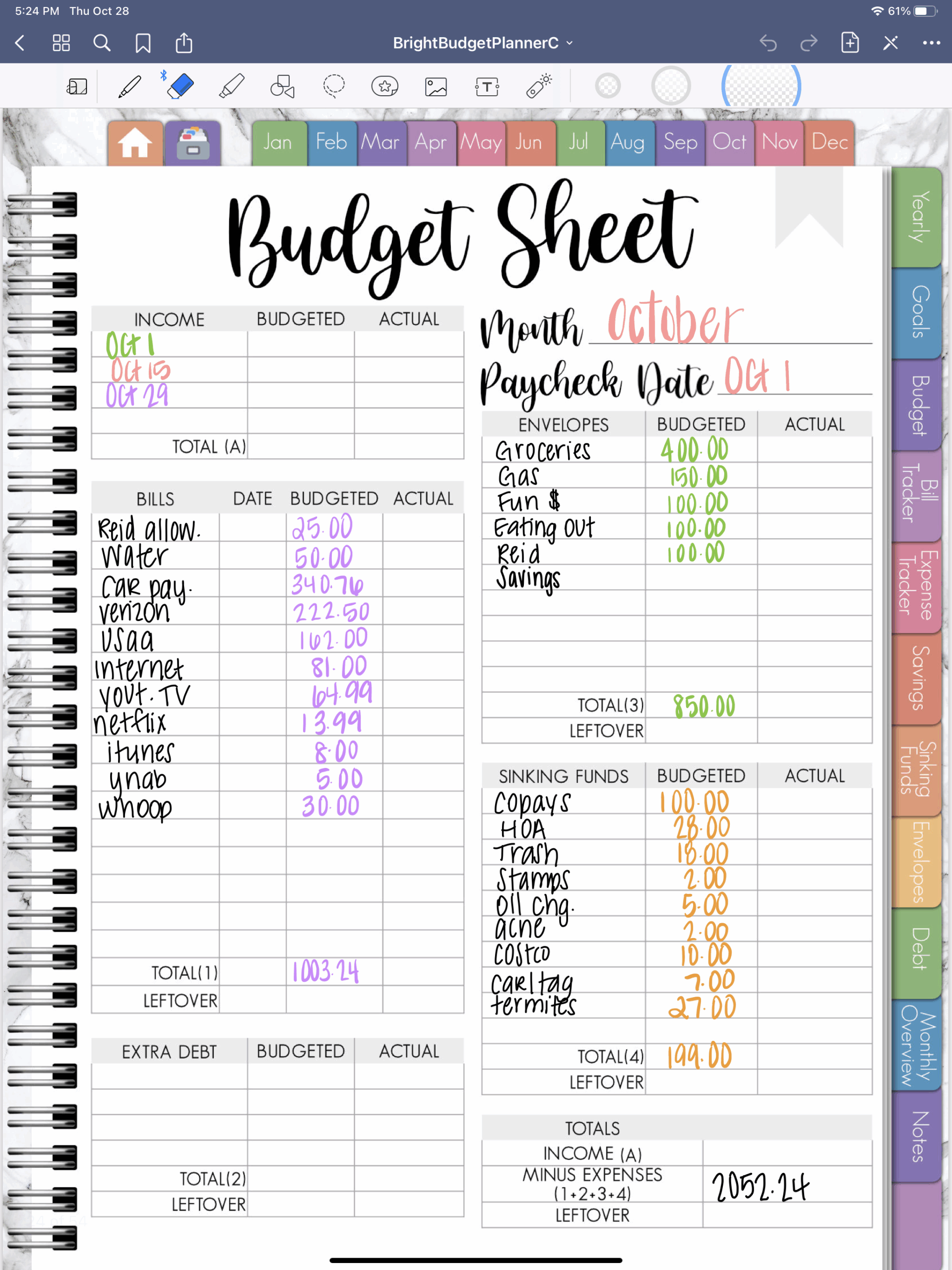 Digital Budget Planner For IPad And GoodNotes Budget Planner Template 