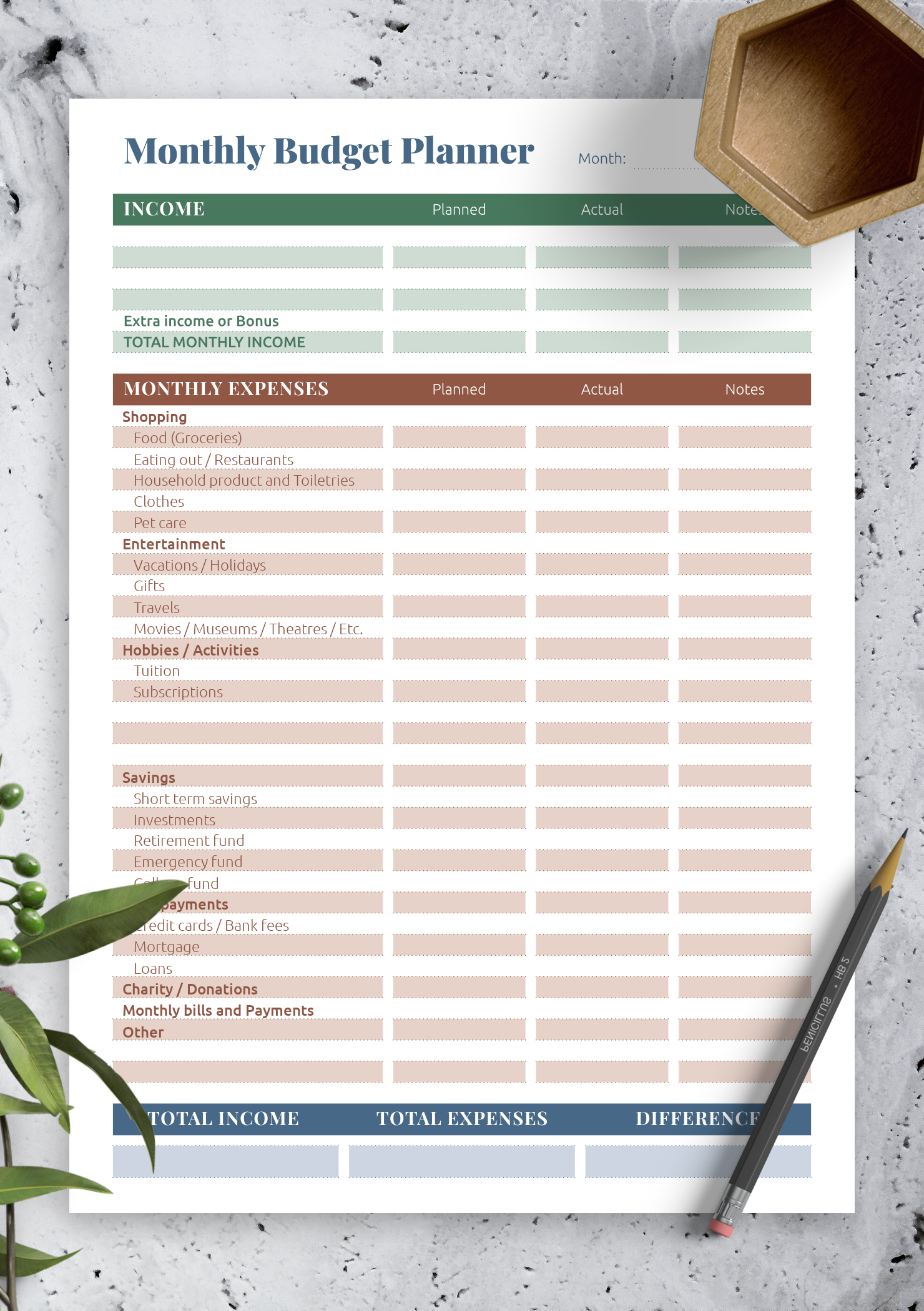 Free Digital Budget Planner Template