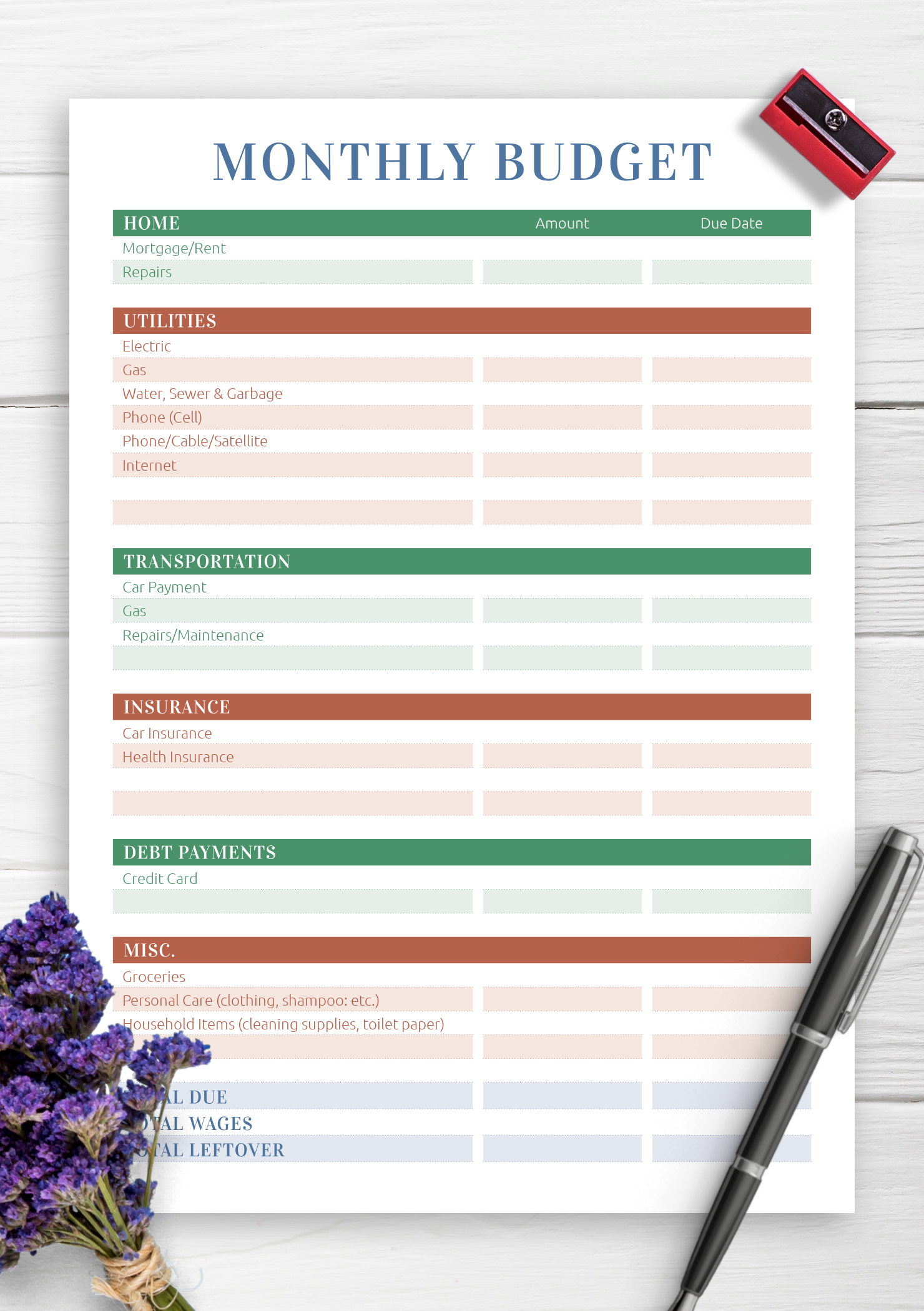 Monthly Budget Planner Template Pdf