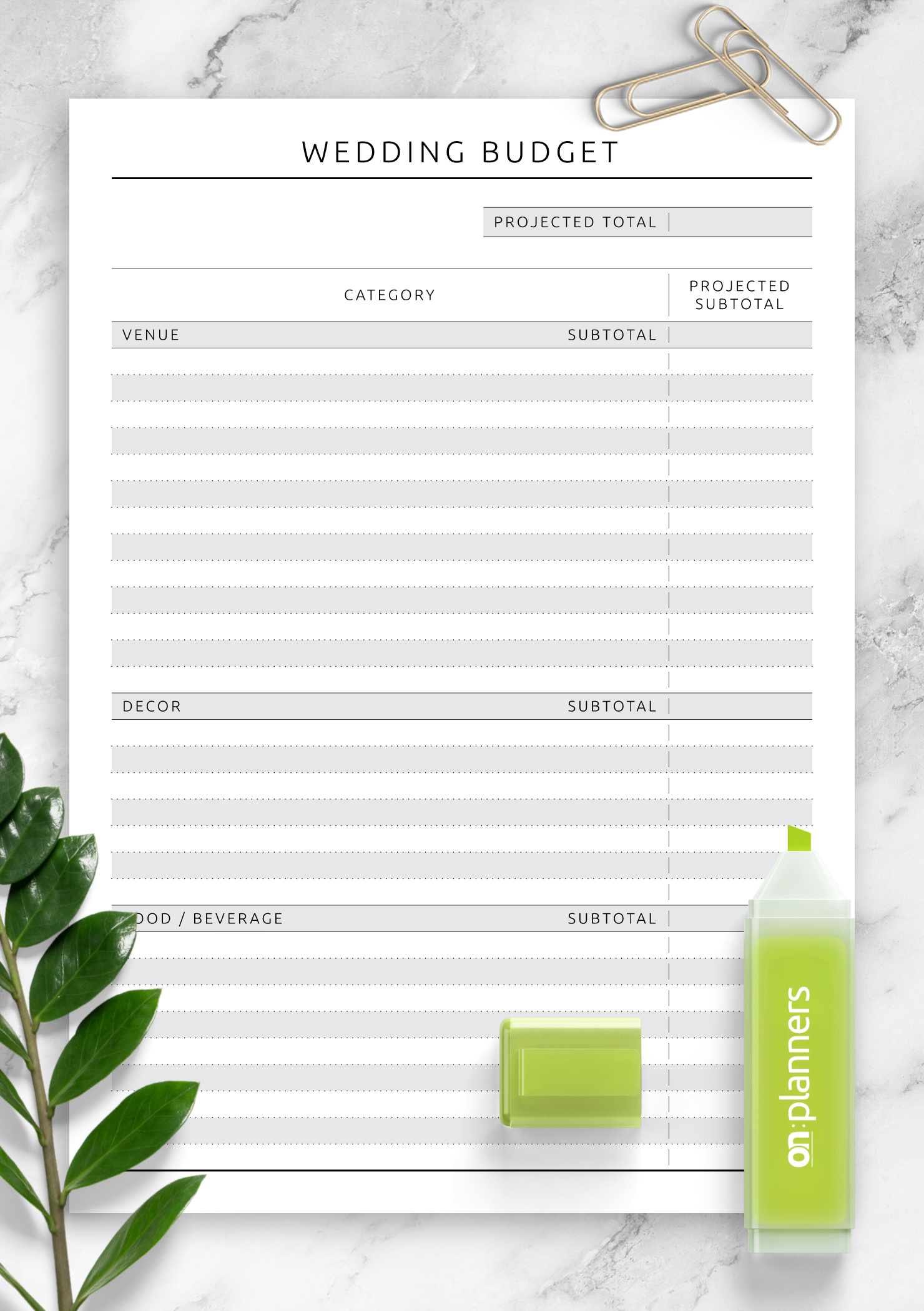Wedding Budget Planner Template Free