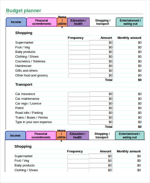 Easy Budget Planner Template DocTemplates