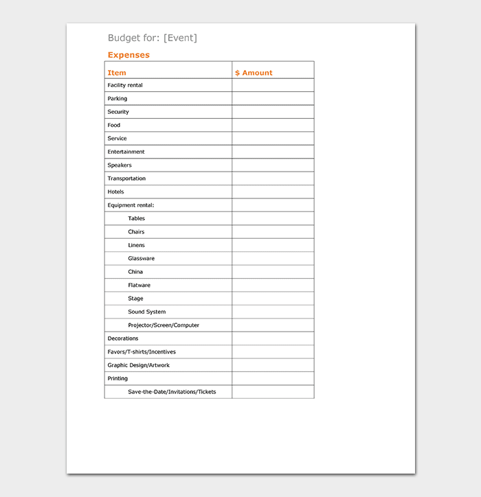 Event Budget Template 20 Planners For Word Excel PDF 