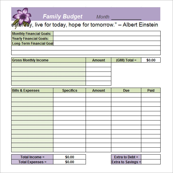 Family Budget Template Google Sheets