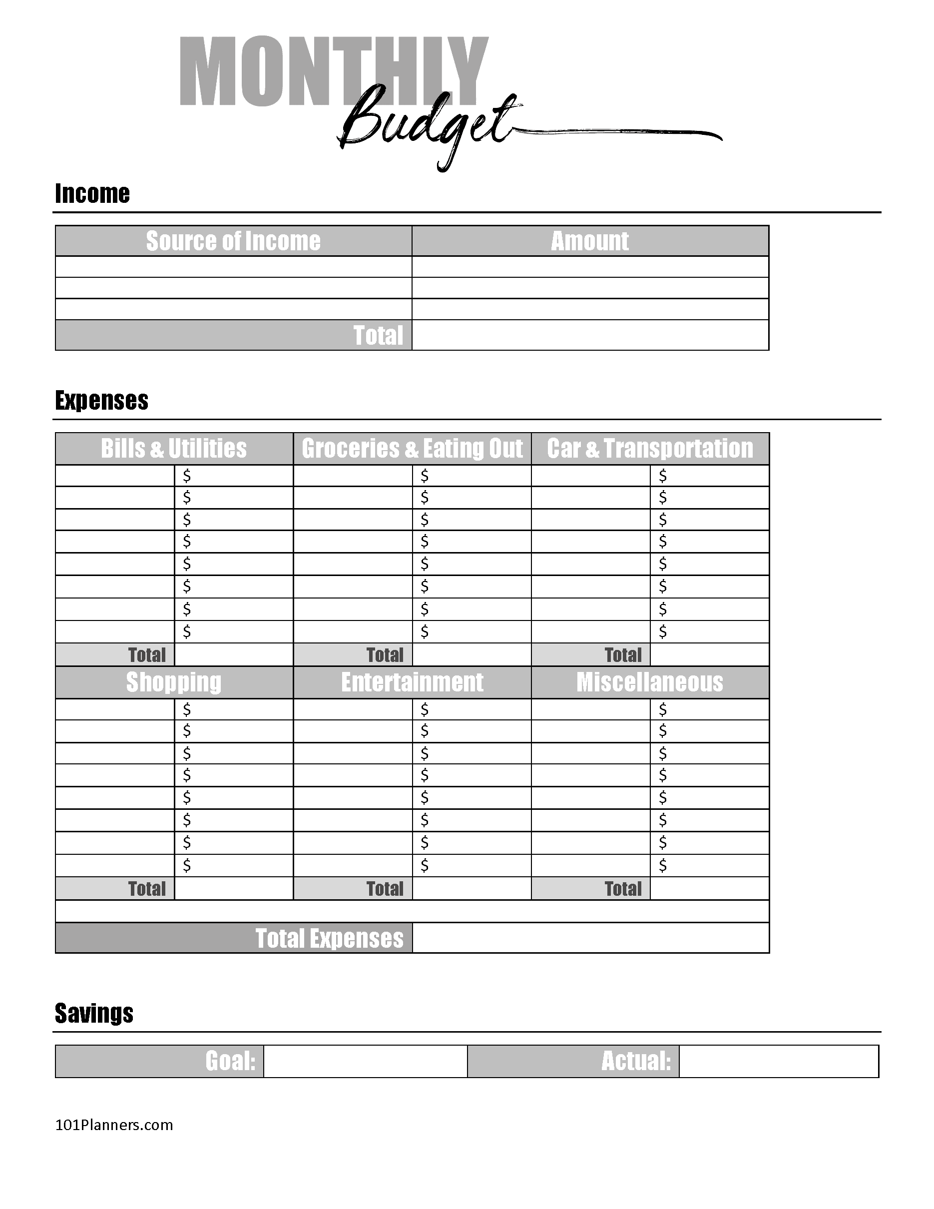 FREE Budget Sheet Template Printable And Editable