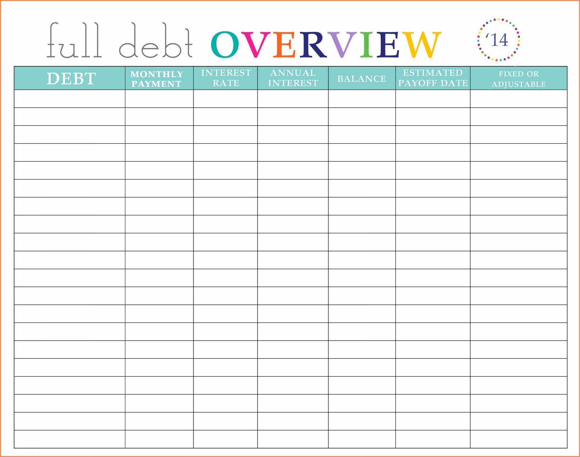 Template Budget Planner For Credit Cards