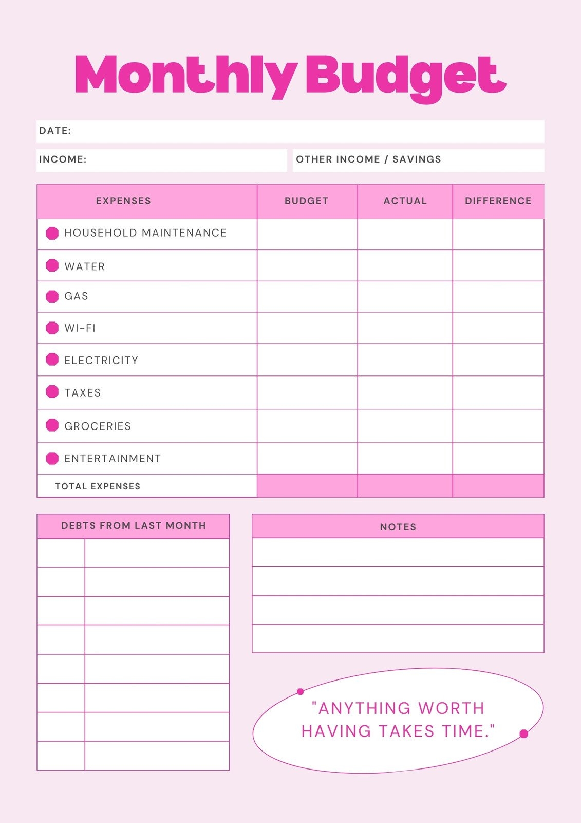 Free Budget Planner Template For Mac