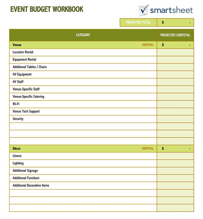 Free Event Budget Template Word