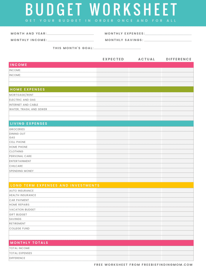 Family Budget Planner Template Free