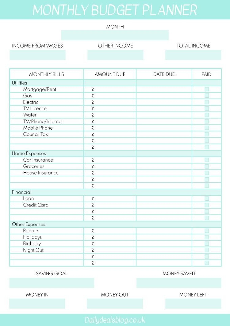 Free Printable Budget Planner Template Uk Printable Templates