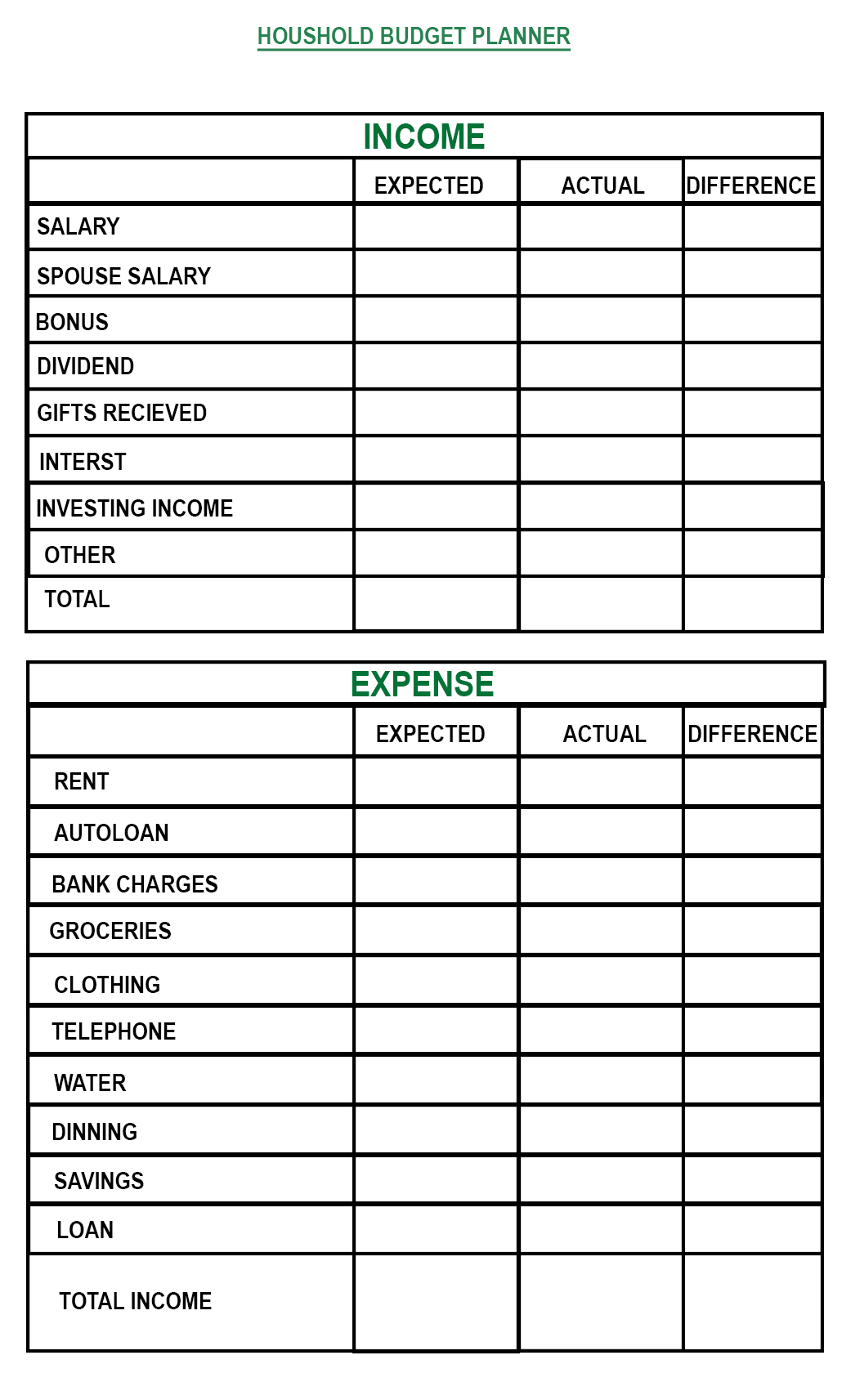 Home Budget Planner Template Free