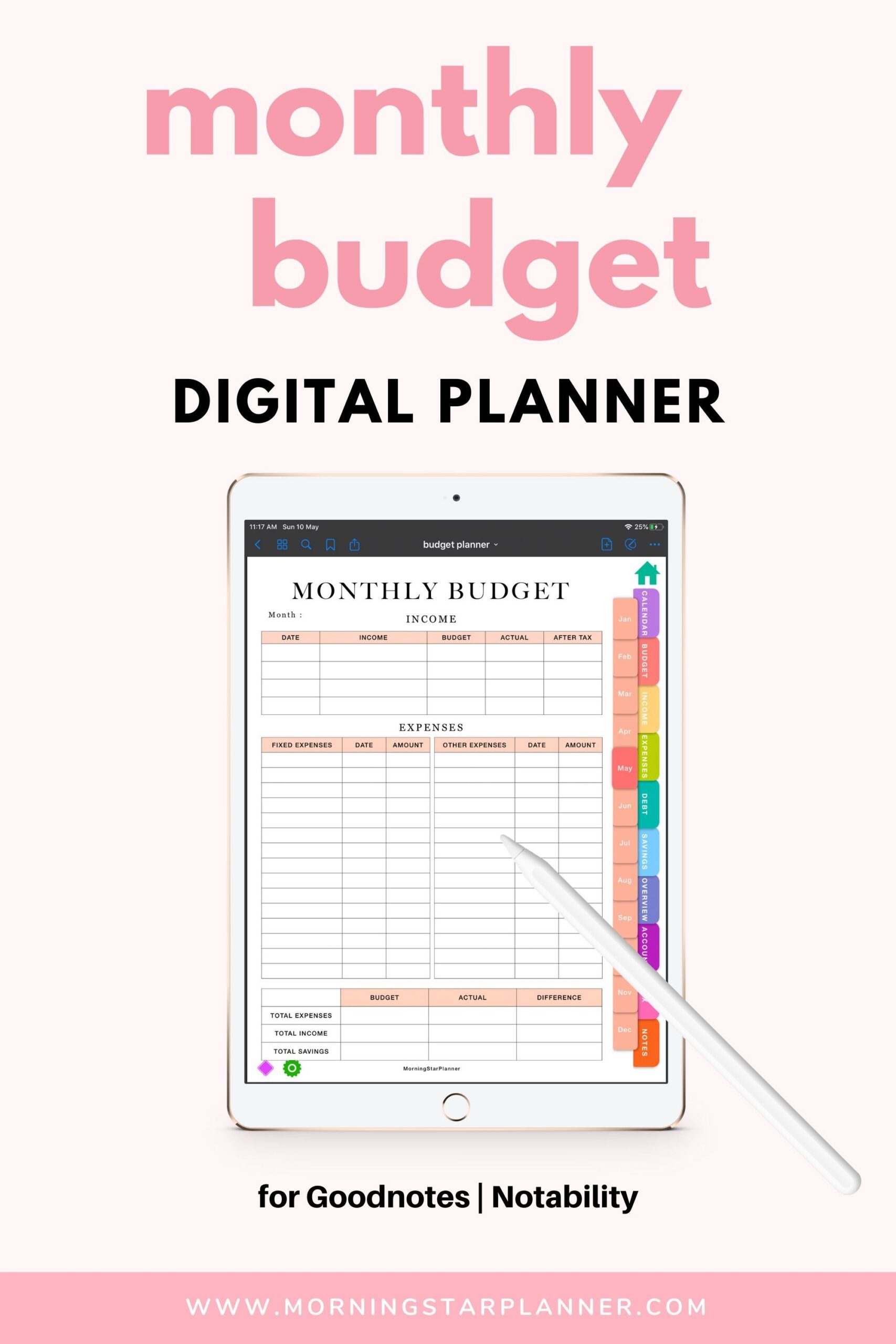 Free Budget Planner Template Goodnotes