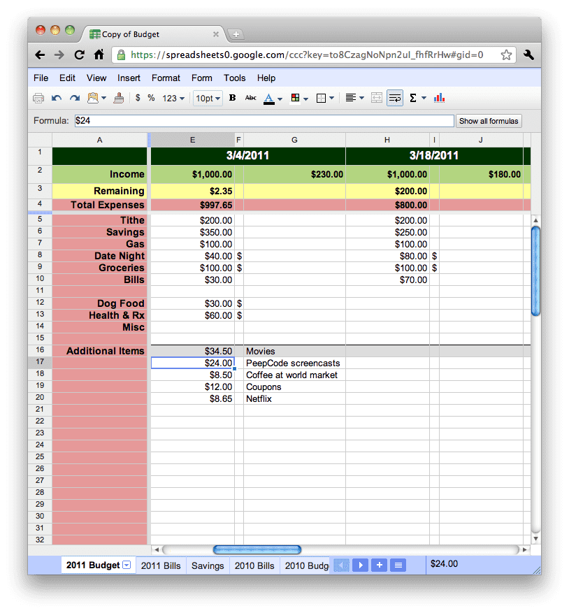 Google Doc Budget Planner Template Asseium