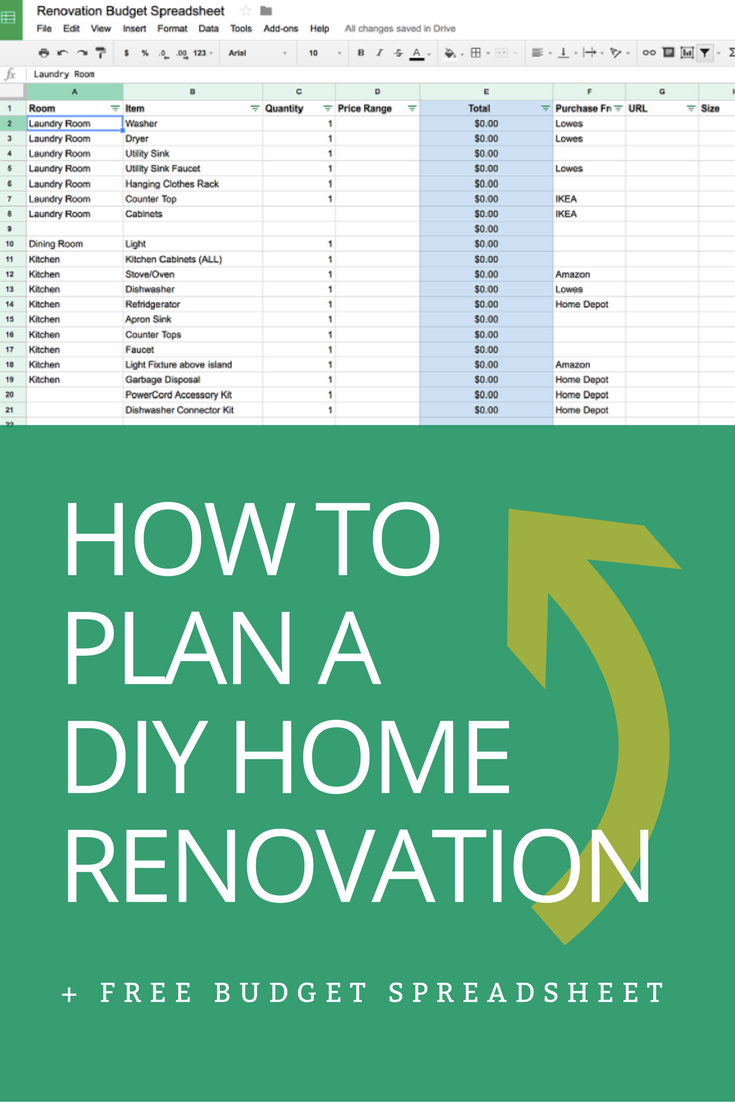 Home Improvement Spreadsheet For How To Plan A Diy Home Renovation 