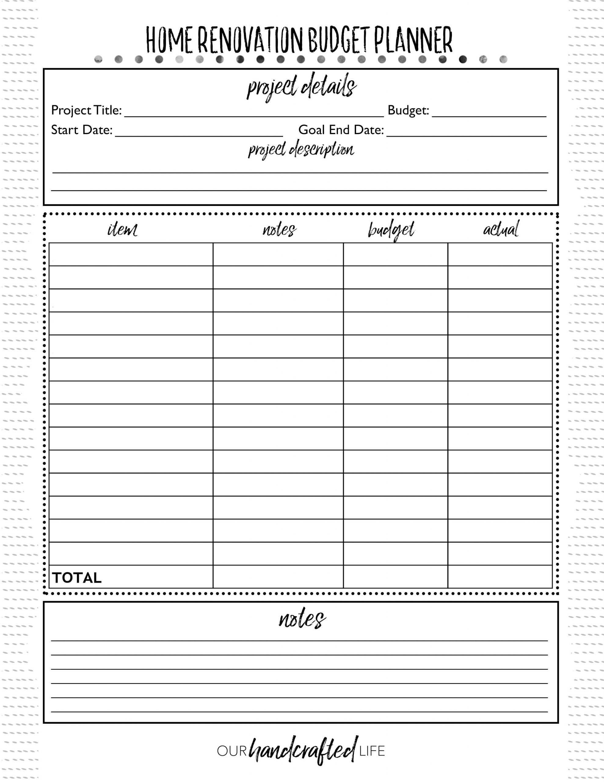 Home Renovation Planner Free Printable DIY Home Reno Project Planner 