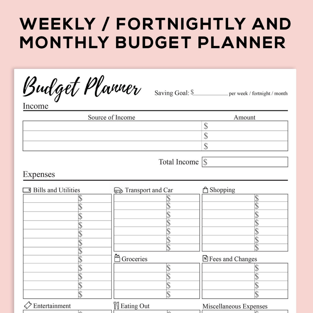 Fortnightly Budget Planner Template Excel