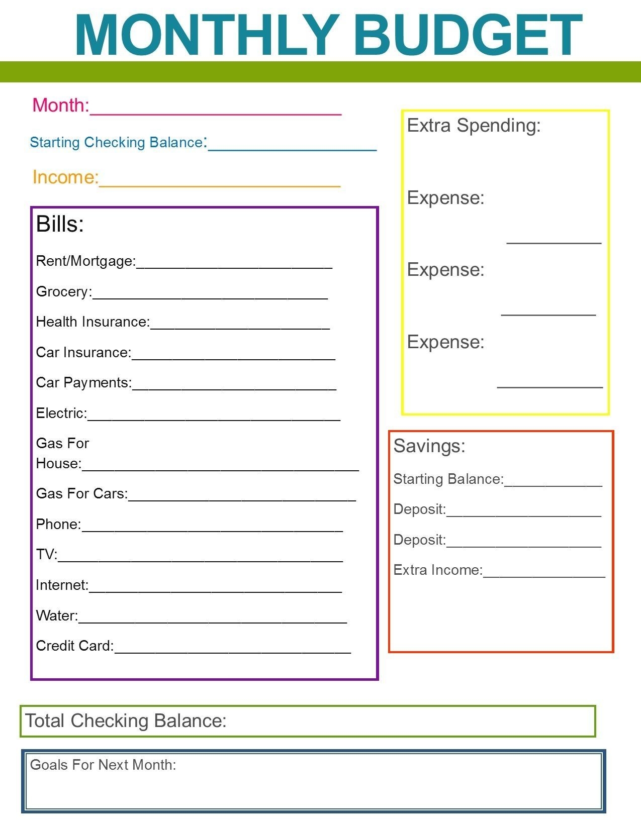 Month At A Glance Budget Worksheet Get Free Calendar Budget Planner 