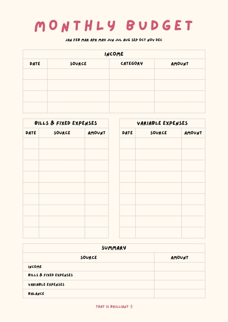Monthly Budget Planner Template Free Aesthetic Minimalist Finance 