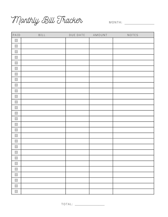 Budget Planner Template Organizer Free Printable Monthly Bill Payment Log