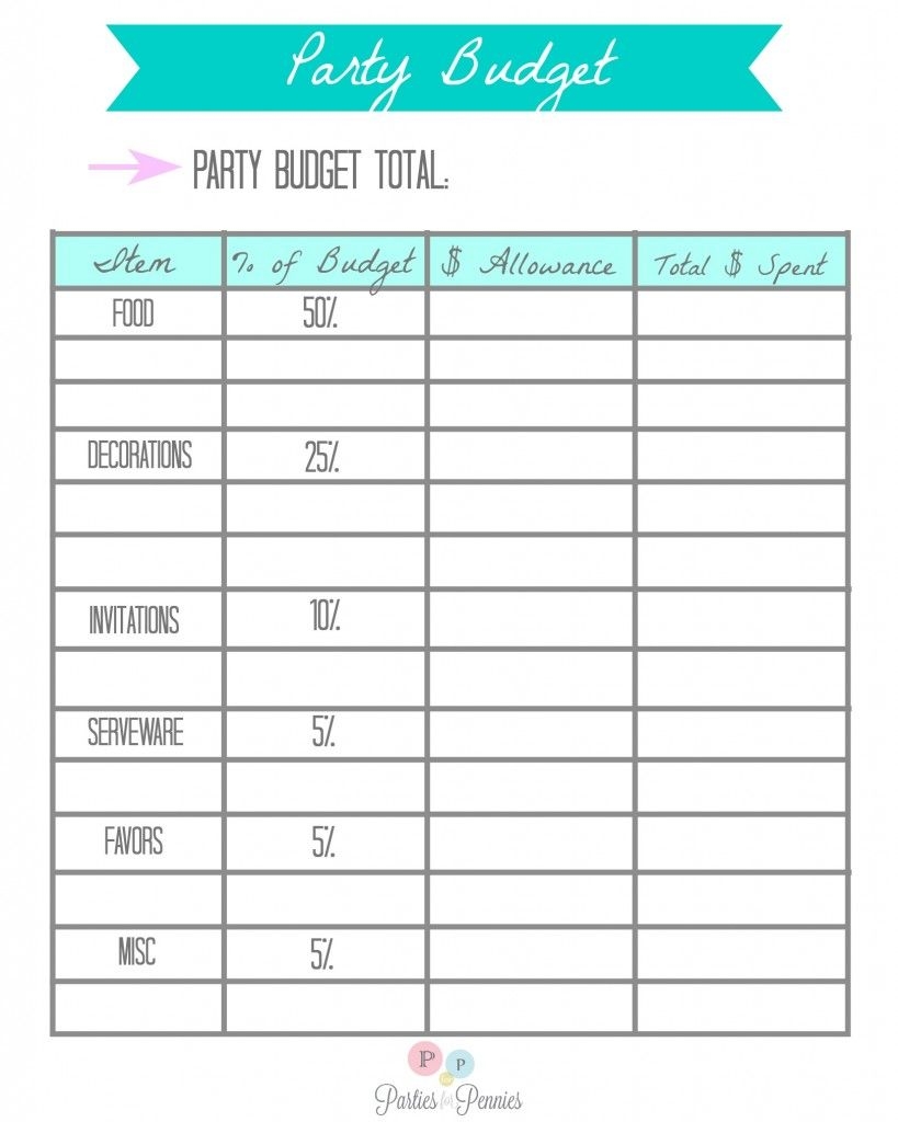 Party Budget Printable Budgeting Party Printables Party Planning