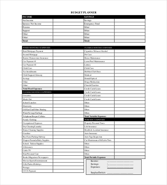 Personal Budget Planner Extended Template Caseswolf