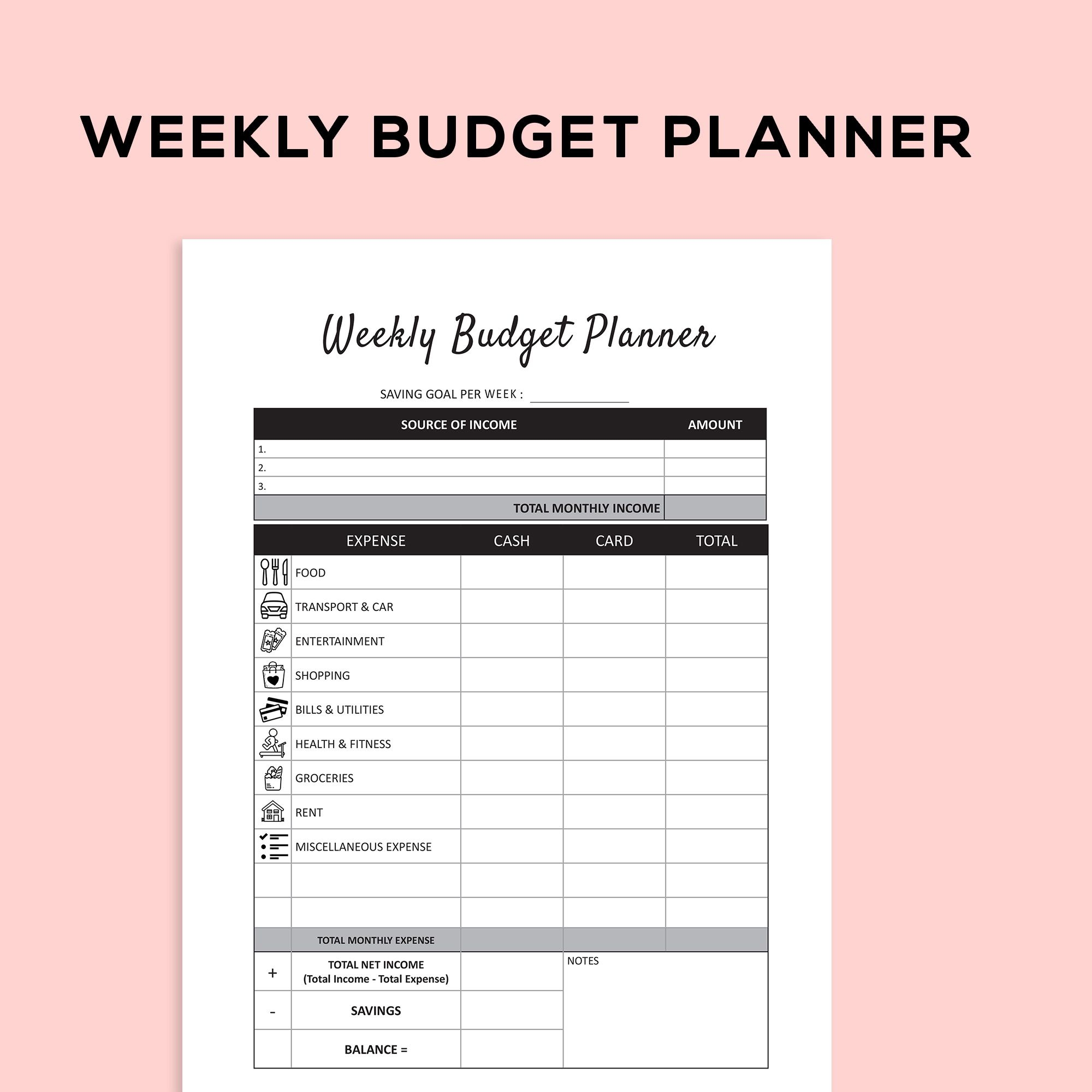 Printable Family Budget Planner Template Daily Weekly And Monthly 