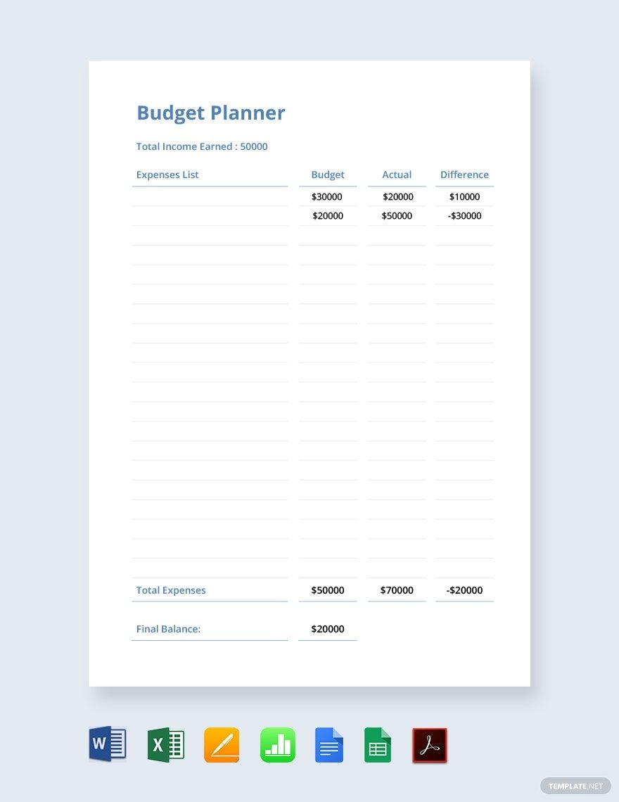 Simple Budget Planner Template In Google Docs Google Sheets Word 