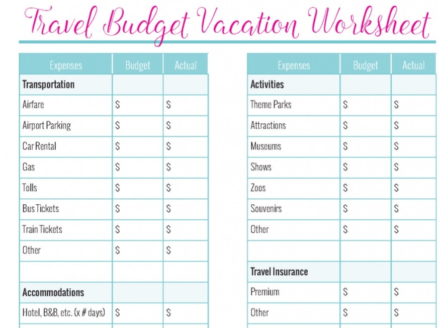 Vacation Budget Template Excel At Tankorbinblog Blog