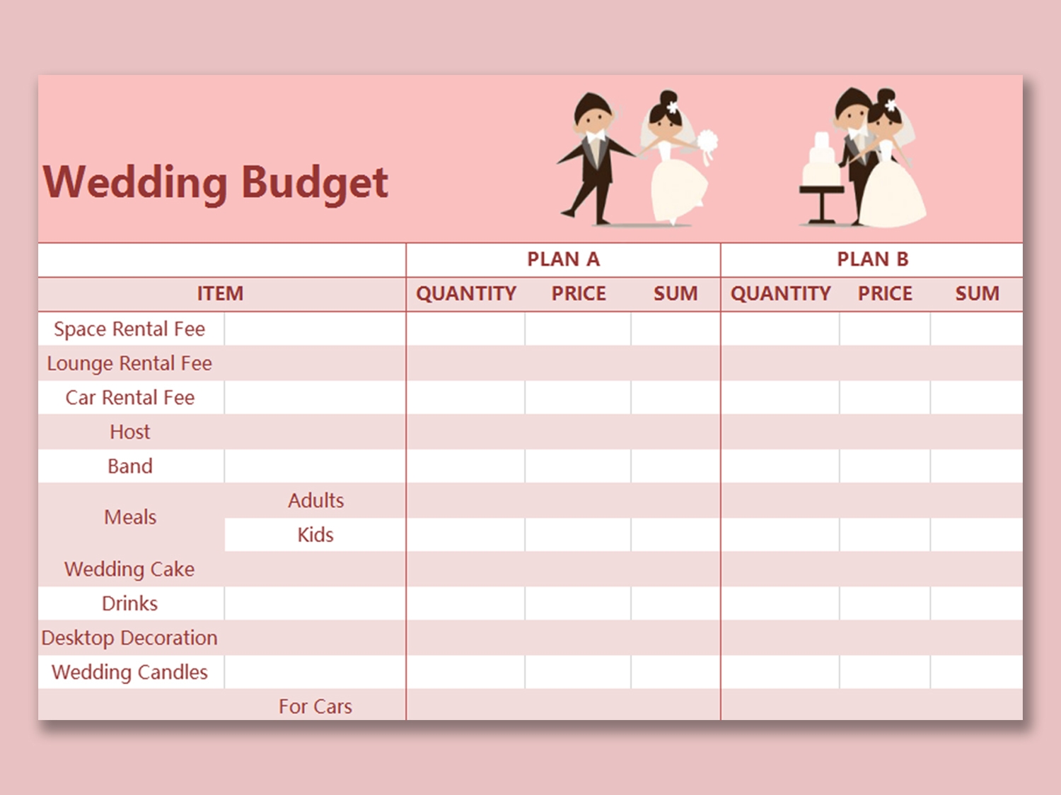 Wedding Budget Planner Excel Template Uk