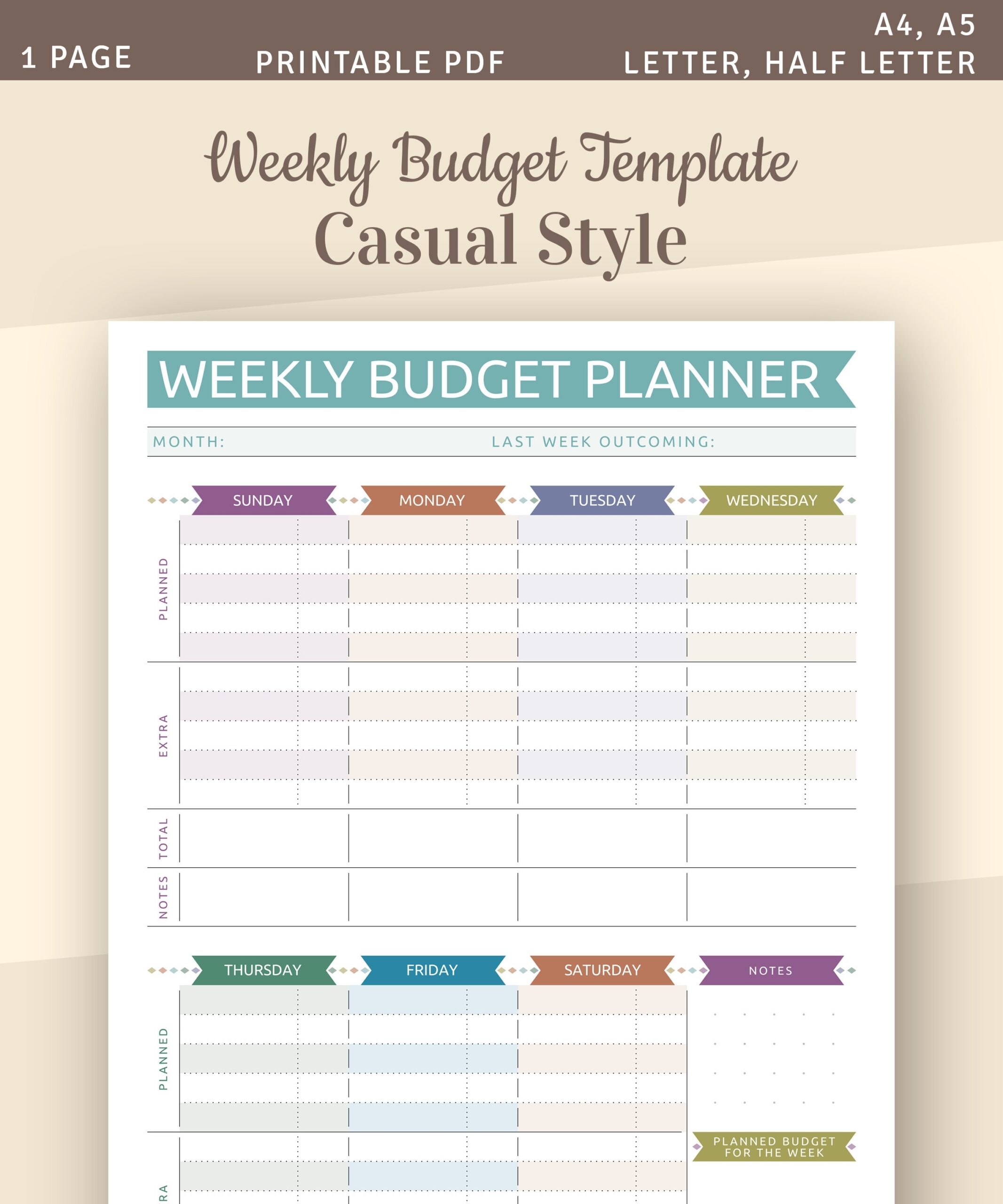 Weekly Budget Template Free Printable Printable Templates