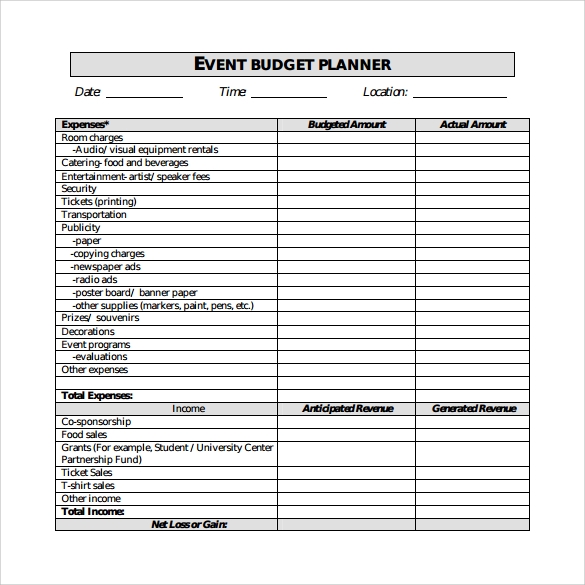 9 Event Budget Samples Sample Templates